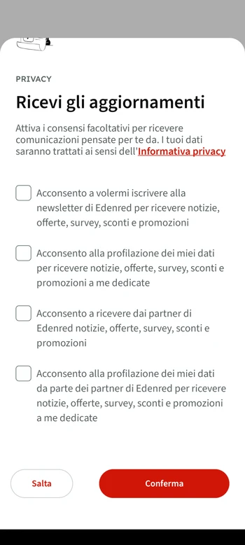 Edenred app installation - informed consent management