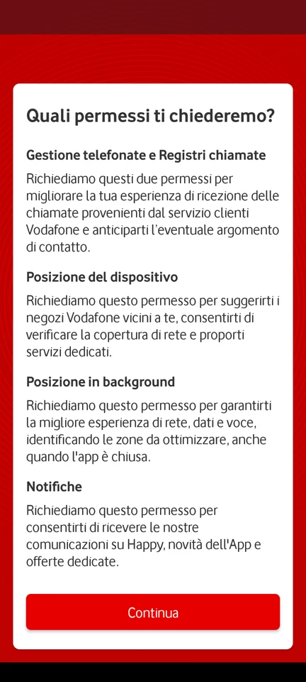 My Vodafone Italy - the ridiculous informed consent request